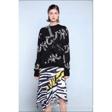 LADIES RUFFLED ZEBRA MIDI SKIRT